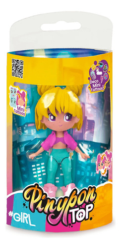 MUÑECA PINYPON TOP GIRL DE 11 CM CON STICKERS