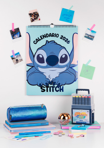 CALENDARIO MENSUAL STITCH 2026 + STICKERS ANILLADO MOOVING