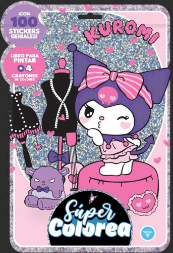 SET SUPER COLOREA CON STICKERS KUROMI SANRIO
