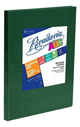 CUADERNO RIVADAVIA ABC VERDE 98 HOJAS RAYADAS