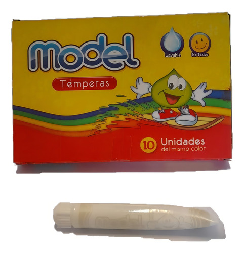 TEMPERA MODEL X 10 POMOS 8ML ESCOLAR COLOR BLANCO