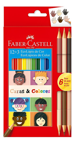 12 ECOLÁPICES DE COLOR +3 ECOLÁPICES BICOLOR FABER-CASTELL