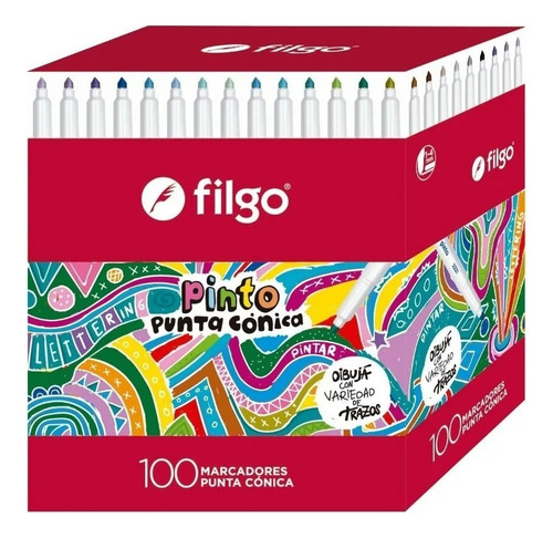MARCADORES PINTO COLOR PUNTA CONICA CAJA X100 FILGO