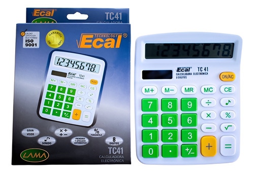 CALCULADORA ECAL MEDIANA TC41 8 DÍGITOS COLOR BLANCO LAMA
