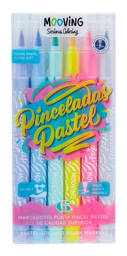 MARCADORES PUNTA PINCEL PASTEL X6 SERIOUS COLORING MOOVING