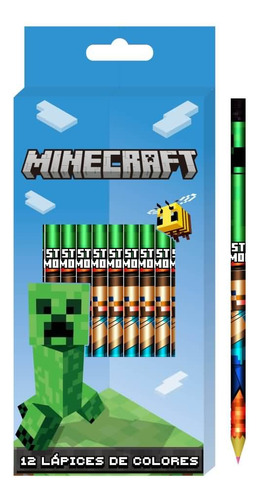 SET DE LAPICES DE COLORES X12 MINECRAFT CRESKO