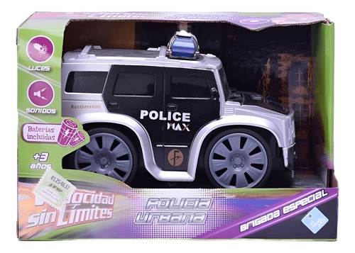 AUTO A FRICCION CON LUZ Y SONIDO POLICIA URBANA DUENDE AZUL