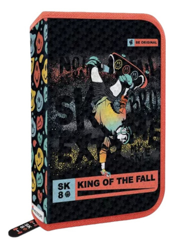 CARTUCHERA CANOPLA DESPLEGABLE CON CIERRE PVC CON EFECTO SK8