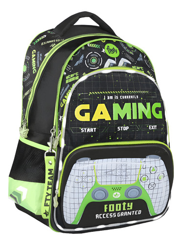 MOCHILA ESPALDA 18 PULGADAS LEVEL UP GAMER LED ESCOLAR FOOTY