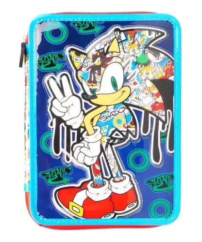 CARTUCHERA CANOPLA 1 PISO SONIC + SET ESCOLAR CRESKO SO218