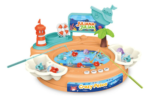 CRAZY PESCA SHARK JULIANA Y JULIAN JUEGO MESA CAÑA SONIDO