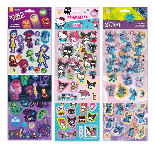 SET DE STICKERS DIVERTIDOS HELLO KITTY STITCH INTENSAMENTE 2