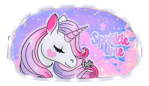 CARTUCHERA DOBLE CIERRE SUMMER UNICORNIO TRENZA CON LUZ LED