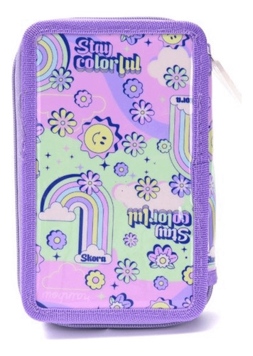 CARTUCHERA 2 PISOS THINK HAPPY RAINBOW STAY COLORFUL SKORA