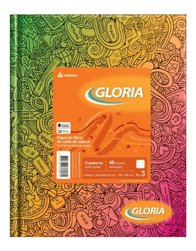 CUADERNO FANTASÍA N3 48 HOJAS 24X19CM GLORIA