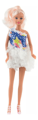 MUÑECA PALOMA BRILLOS Y LENTEJUELAS EL DUENDE AZUL