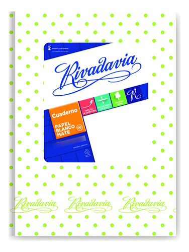 CUADERNO TAPA CARTON 16X21 50 HOJAS LUNARES VERDE MANZANA