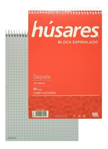 BLOCK HUSARES ESPIRALADO ESQUELA / A5 CUADRICULADO PACK X6U