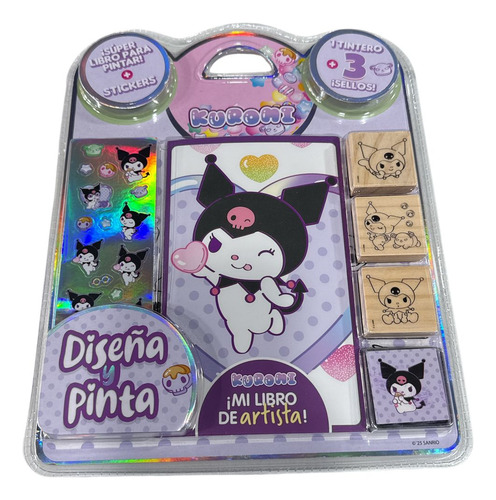 SET KUROMI DISEÑA Y PINTA LIBRO PARA COLOREAR CON STICKERS