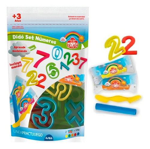 SET DIDO NÚMEROS + 2 MASAS + ESTECA Y RODILLO
