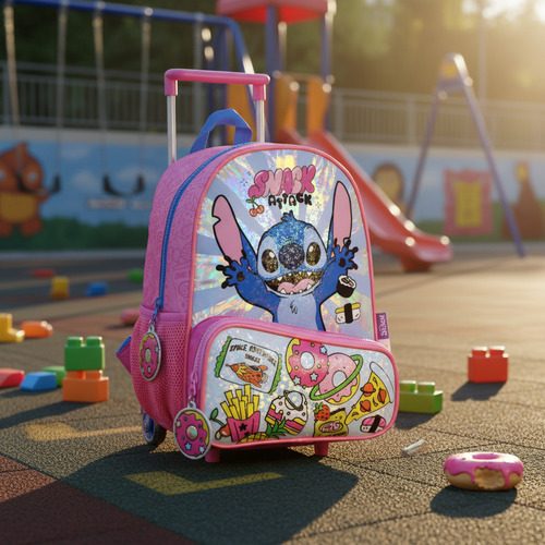 Mochila Con Carro 12 Pulgadas Stitch Snack Attack Wabro