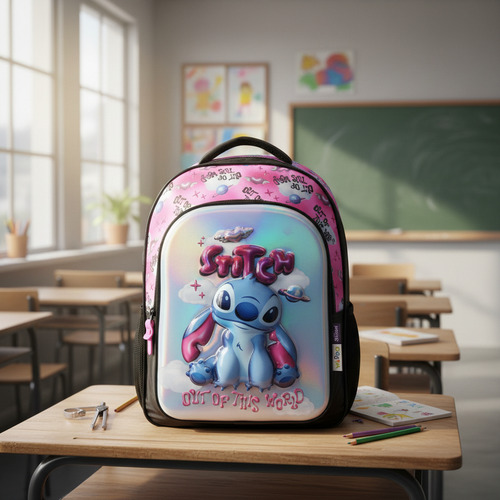Mochila Escolar Espalda 17 Stitch Out Of This World Wabro