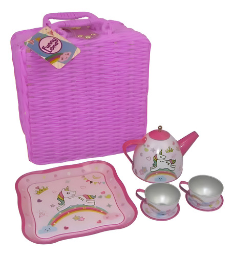 Juego De Te De Mimbre Lila 11 Piezas Unicornio Funny Land