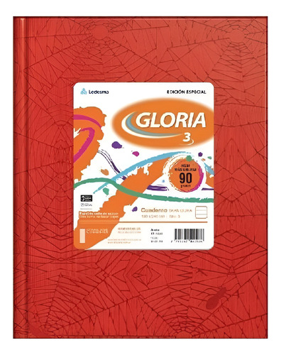 Cuaderno Gloria N°1 Forrado Araña 48 Hjs Rayado Rojo Pack X4