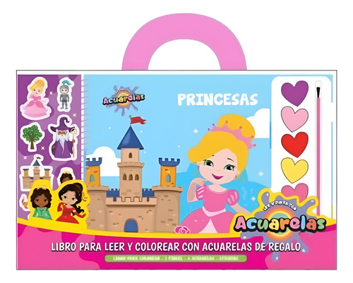 Set De Arte Libro Para Leer Y Colorear Acuarelas Princesas