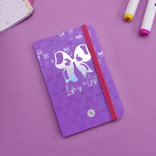 Libreta Ry A7 80 Hojas Con Elastico Alargada Binder Moños