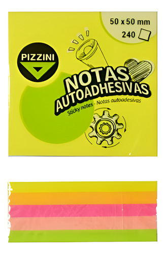 Notas Autoadhesiva Fluo Cubo 50x50mm 240 Hjs Pizzini