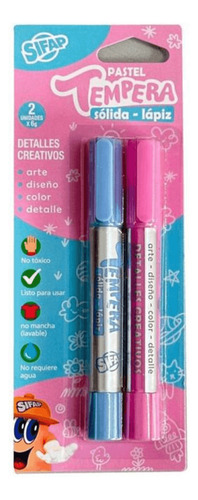 Tempera Solida Lapiz Sifap X2 Colores Pastel Celeste Y Rosa