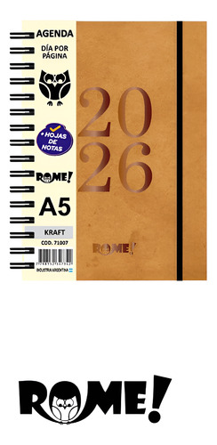 Agenda 2026 A5 Kraft Dia Por Pagina Rome