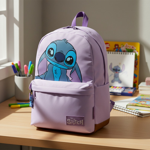 Mochila Espalda 18 Stitch Lilac Con Portanotebook Mooving