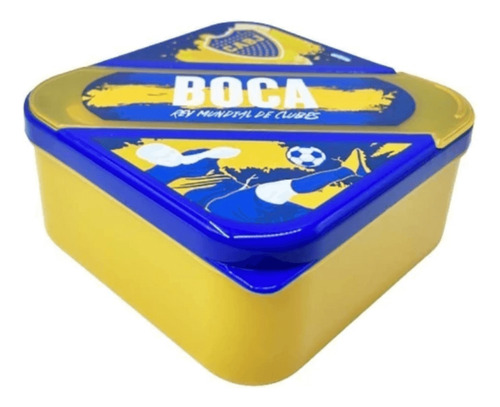 Lunch Box Boca Con Cubiertos Azul Amarillo Cresko