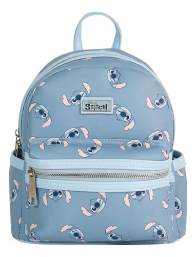 Mini Mochila Urbana Stitch Caritas 3 Bolsillos Mooving Celeste Stitch Caritas
