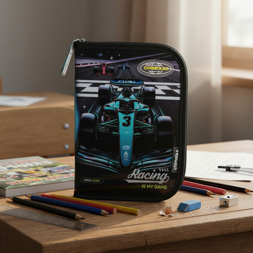 Cartuchera Rigida 1 Piso Con Cierre Racing Car Chimola