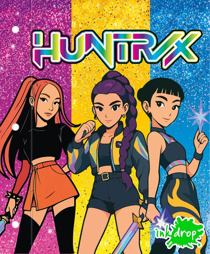 Carpeta Escolar N3 K-pop Girl Inkdrop Dorado