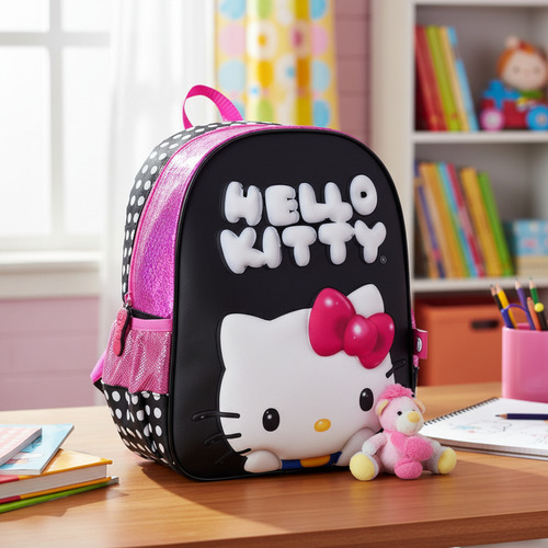 Mochila Escolar Espalda 12 Hello Kitty Balloon Wabro Negro Hello Kitty
