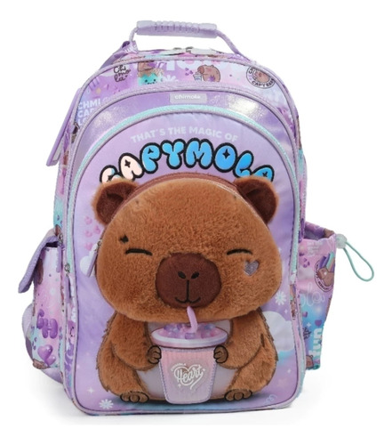Mochila Escolar Espalda 18 Capymola Chimola Bt298 Lila Floreado