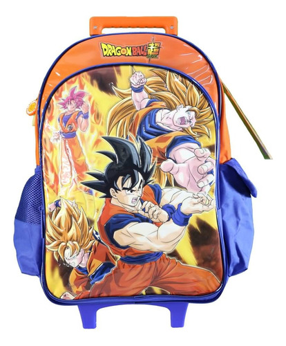 Mochila Escolar Carro 18 Dragon Ball Z Goku Cresko Naranja Liso