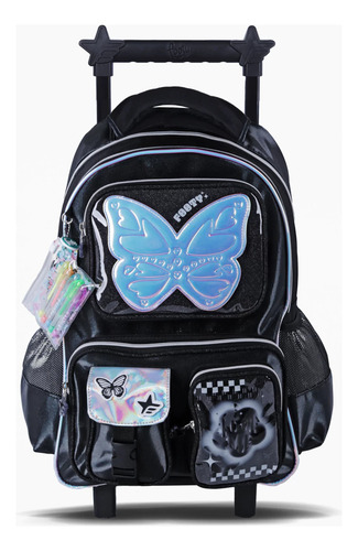 Mochila Escolar Espalda 18 Glow Fly Negro Footy Negro Textil