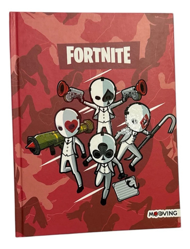 Cuaderno 16x21 Tapa Dura Cosido 48 Hojas Rayadas Fortnite Rojo