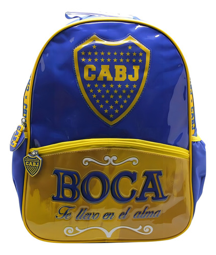Mochila Escolar Espalda 16 Boca Te Llevo En El Alma Cresko Azul Liso