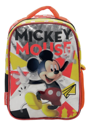 Mochila Jardin Espalda 12 Mickey Mouse Avioncito 2 Bolsillos Rojo