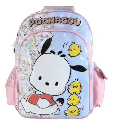 Mochila Escolar Espalda 16 Pochacco Sanrio Cresko Celeste Pochacco