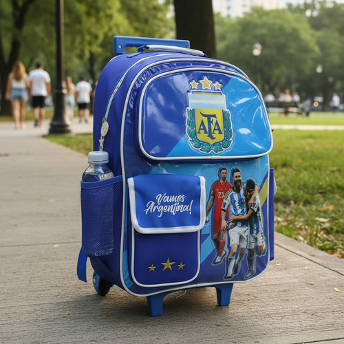 Mochila Carrito 18 Afa Seleccion Argentina Vamos Campeones Azul Liso