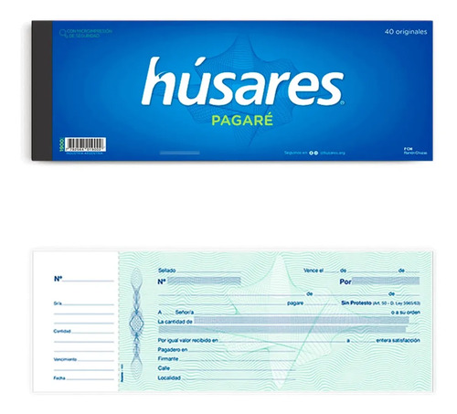 Talonario Pagaré Húsares 40 Hojas 10 Unidades Con Troquelado
