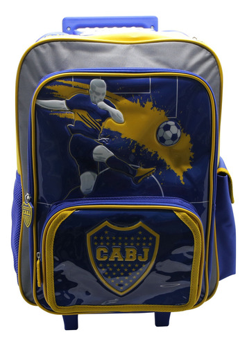 Mochila Escolar Carro 18 Boca Juniors Cabj Mi Pasion Cresko Azul Con Amarillo Y Gris Bo487