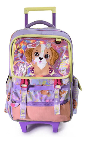 Mochila Escolar Carrito 18 Perrito Phi Phi Toys Violeta Perrito